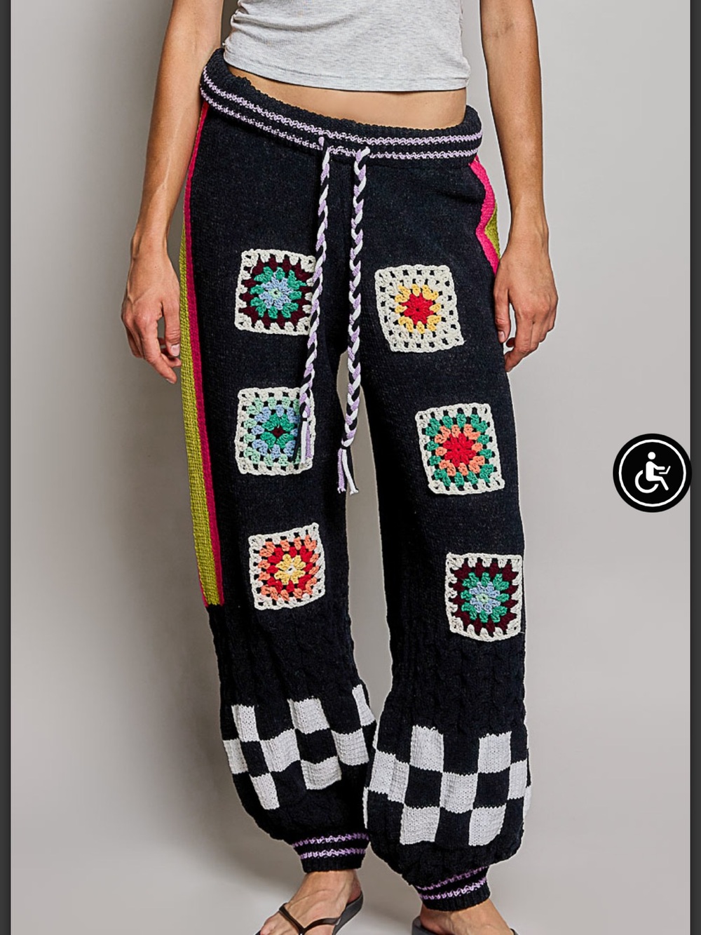 POL Black Knit Chenille Pants